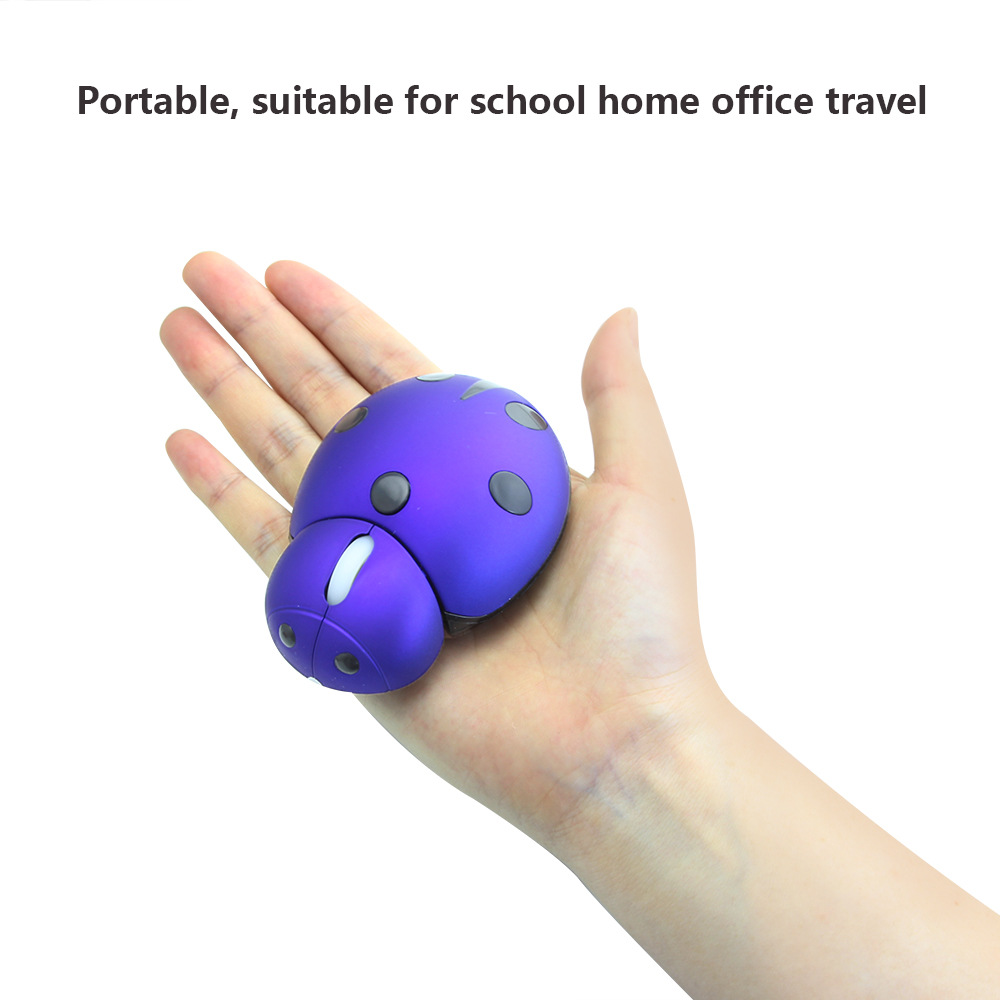 Cross-border explosions mini ladybug 2.4g wireless creative personality mouse support a generation of hair