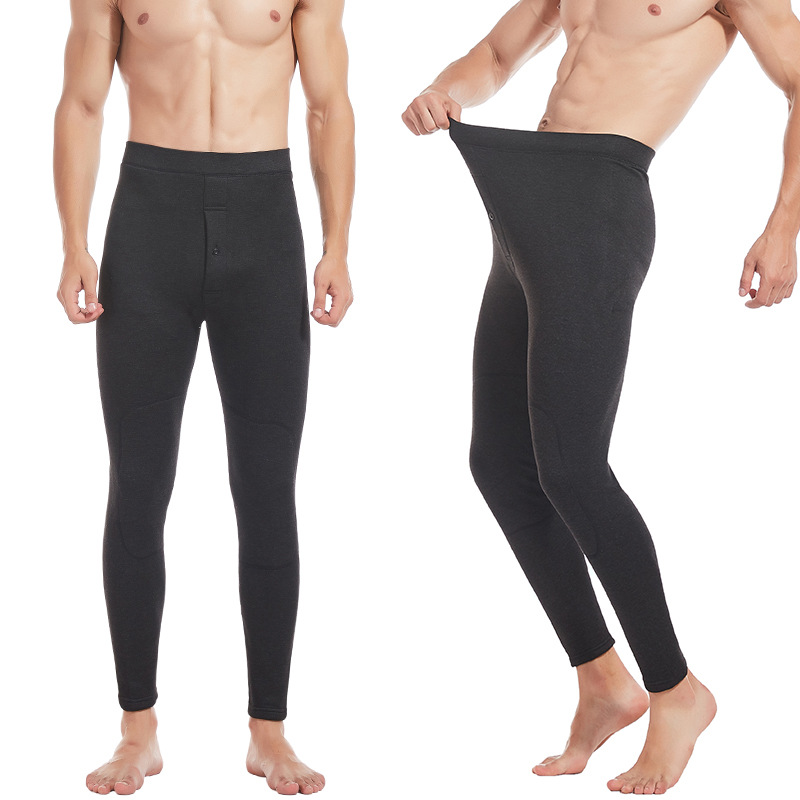 Men's Color Ram fleece-lined Warm Pants Thickened Autumn and Winter plus size Cotton Pants High Waist Autumn Pants Middle-aged and Elderly Inner Wear Leggings