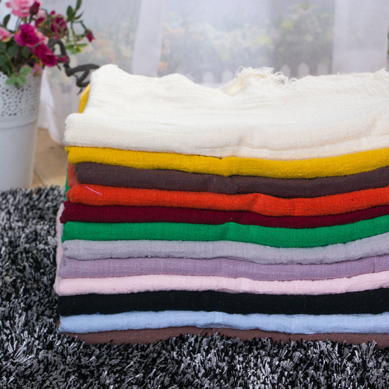 Ethnic Style Plain Color Double Bamboo Texture Hemp Crepe Pleated Cotton Linen Fabric Summer Shirt Solid Color Dress Fabric