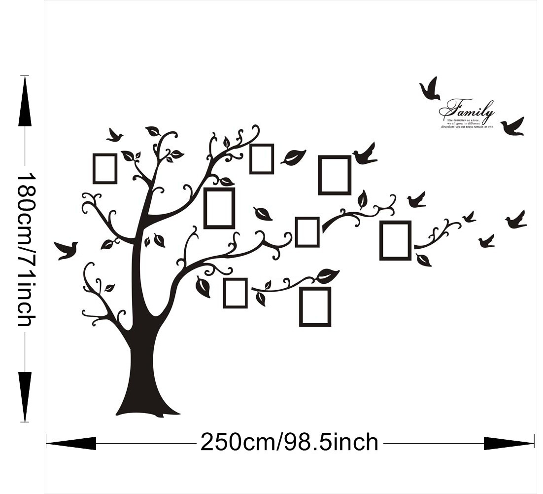 ZY94AB New/180*250 black removable memory tree photo tree foreign trade wall stickers factory wholesale