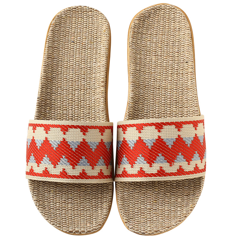 Lightweight Yuerkang New Home Sandals and Slippers Home Indoor Non-slip Linen Slippers Men's and Women's Non-slip Slippers