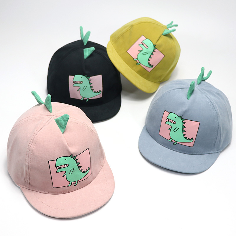 Children's Hat Spring New Cartoon Dinosaur Baseball Cap Trendy Men's and Women's Baby's Sun Hat Korean Style Flat Rim Cap