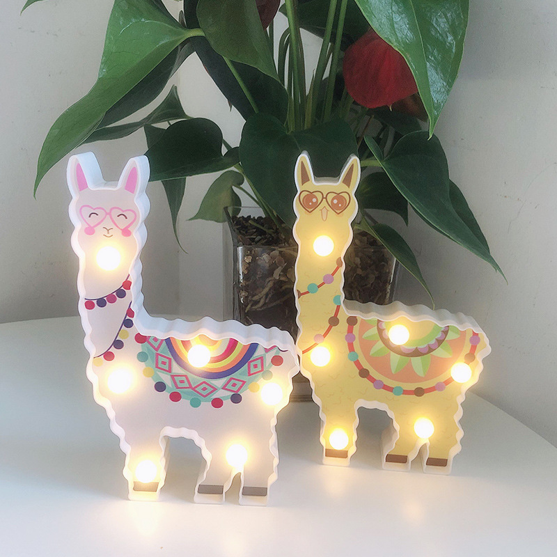 ins Explosions LED Painted Lights Alpaca Creative Nightlight Girl's Heart Internet Celebrity Decorative Room Pose Shoot Style Lights