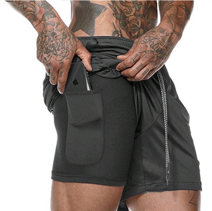 AliExpress Foreign Trade Explosions Light Board Shorts Large Size Summer Sports Running Training Quick-drying Elastic Double-layer Shorts for Men