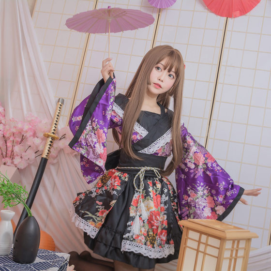 Maid cosplay anime costume bliss pure earth house dance Japanese style flower Kui performance costume improved kimono ancient costume sexy