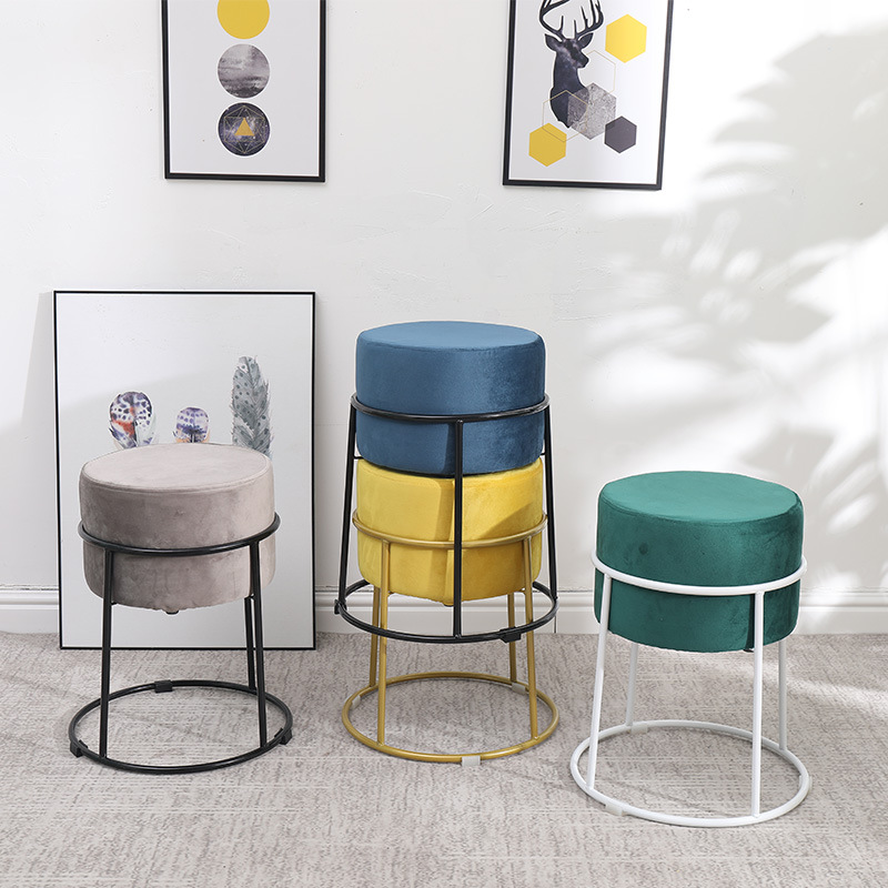 Creative Light Luxury Sofa Stool Home Living Room Door Shoe Changing Stool Creative Fashion Iron Coffee Table Small Stool for Wholesale