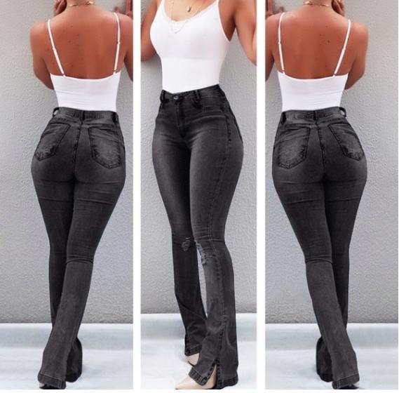 Spot sale Amazon wish European and American women's jeans Sexy Slim slim hole flared pants