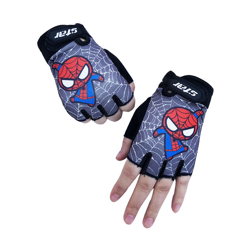 A generation of men's and women's children's half-finger cartoon cycling Spider-Man sports fitness protection children's gloves