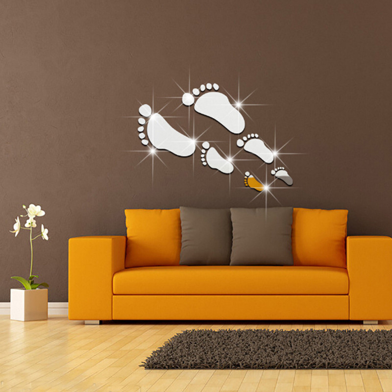 DIY Never Endless Mirror Footprint Stereo Mirror Wall Sticker Sofa TV Living Room Bedside Background Hallway Sticker