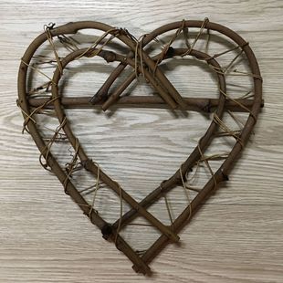 Double Heart-Shaped Earthen Futeng Wreath Rattan Home Decoration Christmas Pendant Christmas Wreath