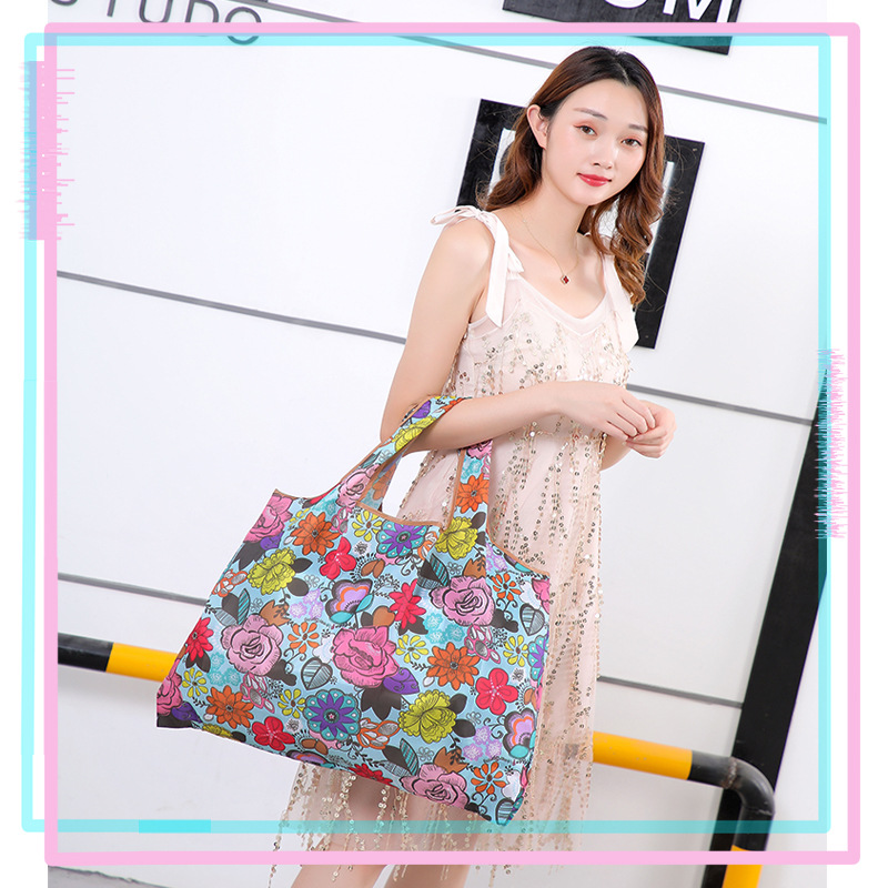 Spot fast hair medium 210D Oxford printed portable shopping bag polyester bag wholesale folding bag advertising gift bag