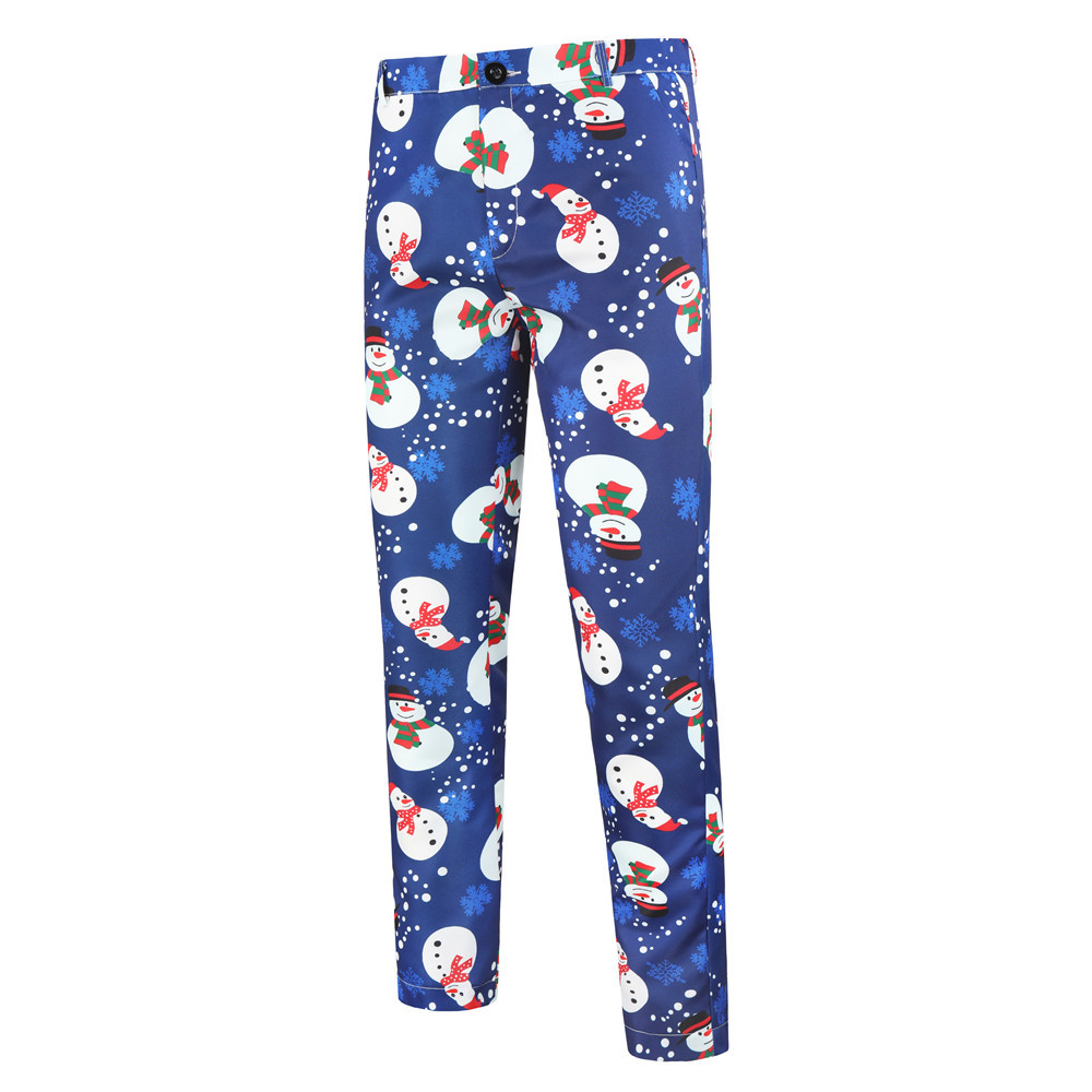 2019 Foreign Trade New Men's Casual Suit Three-piece Christmas Printed Suit Men's Slim-fit Single-button Suit