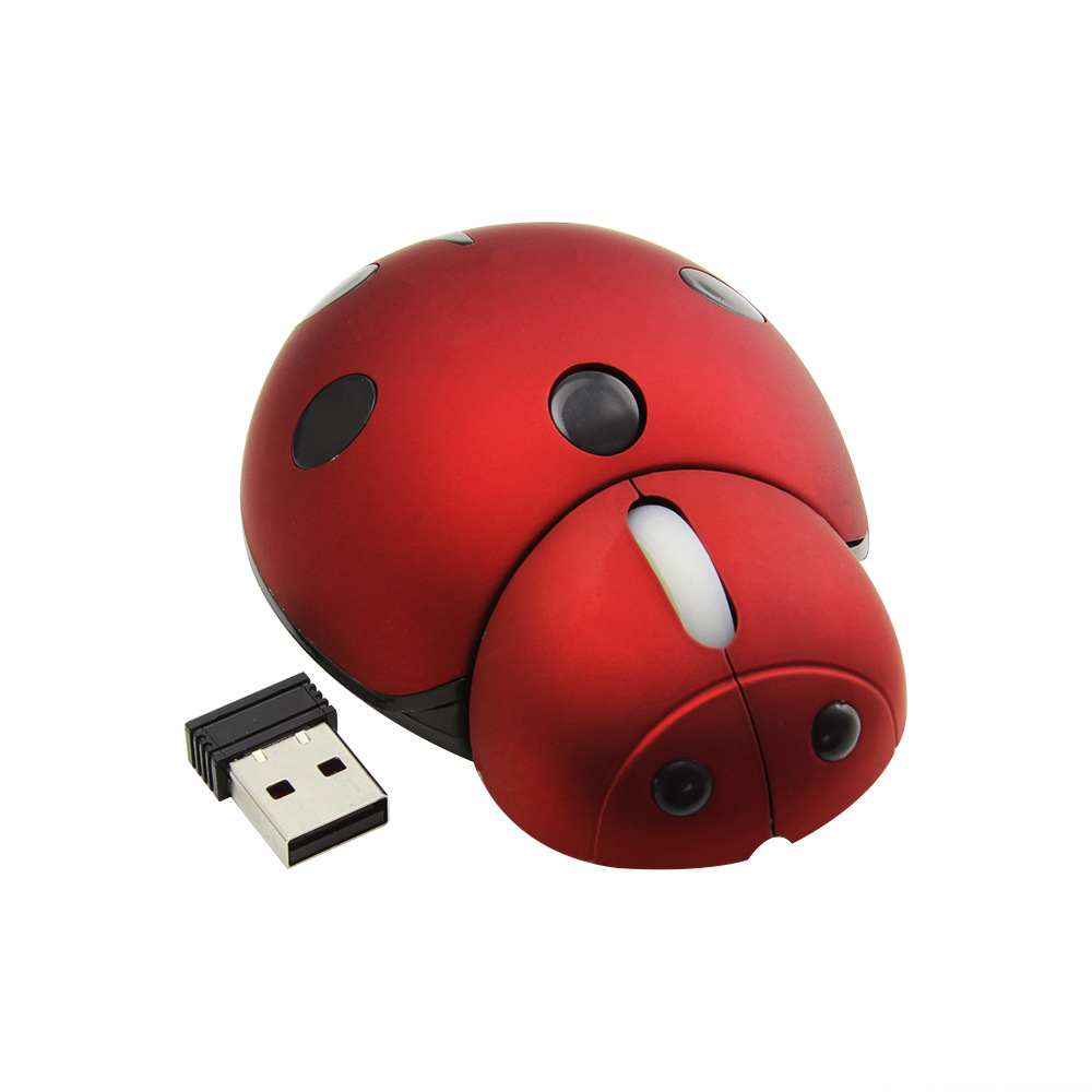 Cross-border explosions mini ladybug 2.4g wireless creative personality mouse support a generation of hair