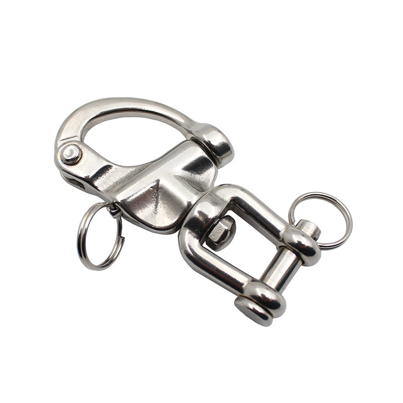 Huaang Metal Stainless Steel 316 Fork Rotating Spring Shackle Outdoor Diving Equipment Accessories 70MM