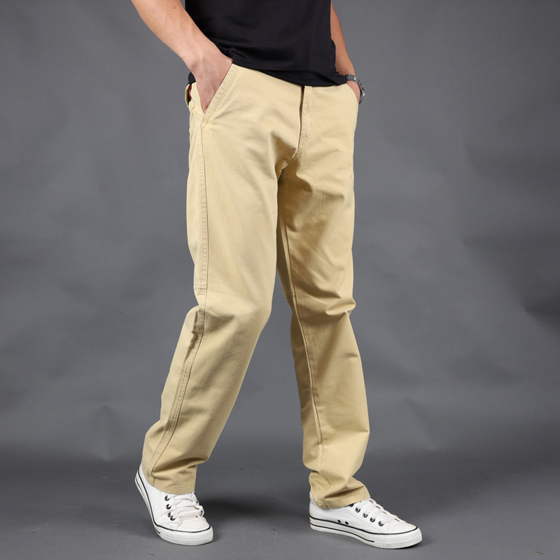 Men's Pants Autumn Medium Thick Overalls Men's Loose Straight Pants Men's Outdoor Spring and Autumn Large Size Pure Cotton Casual Pants