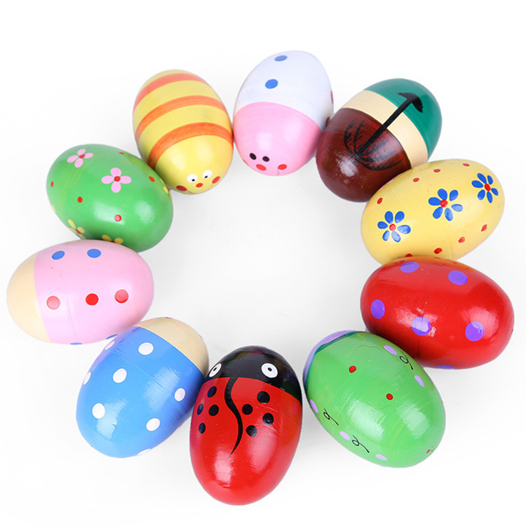 Large Color wooden sand egg Orff children's percussion instrument kindergarten early education animal sand ball
