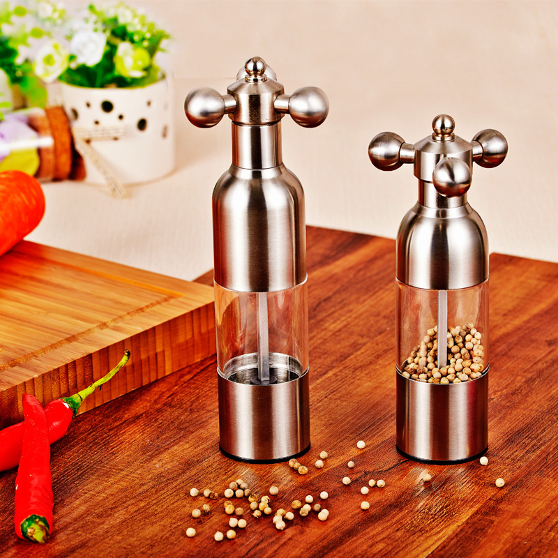 Factory 304 Stainless Steel Pepper Mill Pepper Mill Faucet Black Pepper Mill Manual Salt Mill Seasoning Bottle