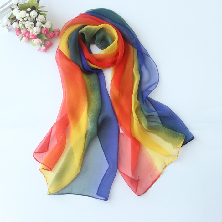 New ladies silk scarf sunscreen shawl long red beach towel chiffon solid color scarf dance special wholesale women