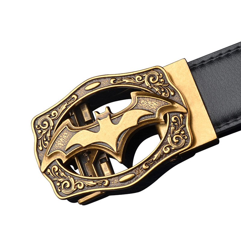 New personalized men's casual belt high-end bat buckle antique automatic buckle belt cowhide belt wholesale