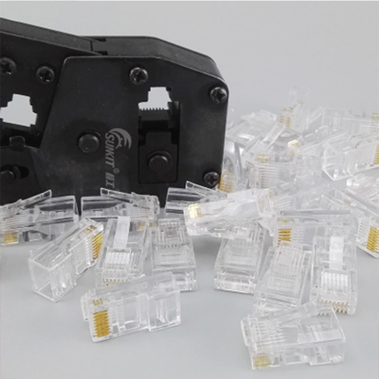 8P8C network Crystal Head RJ45 Super five non-shielded Crystal Head copper computer connection crystal head trigeminal