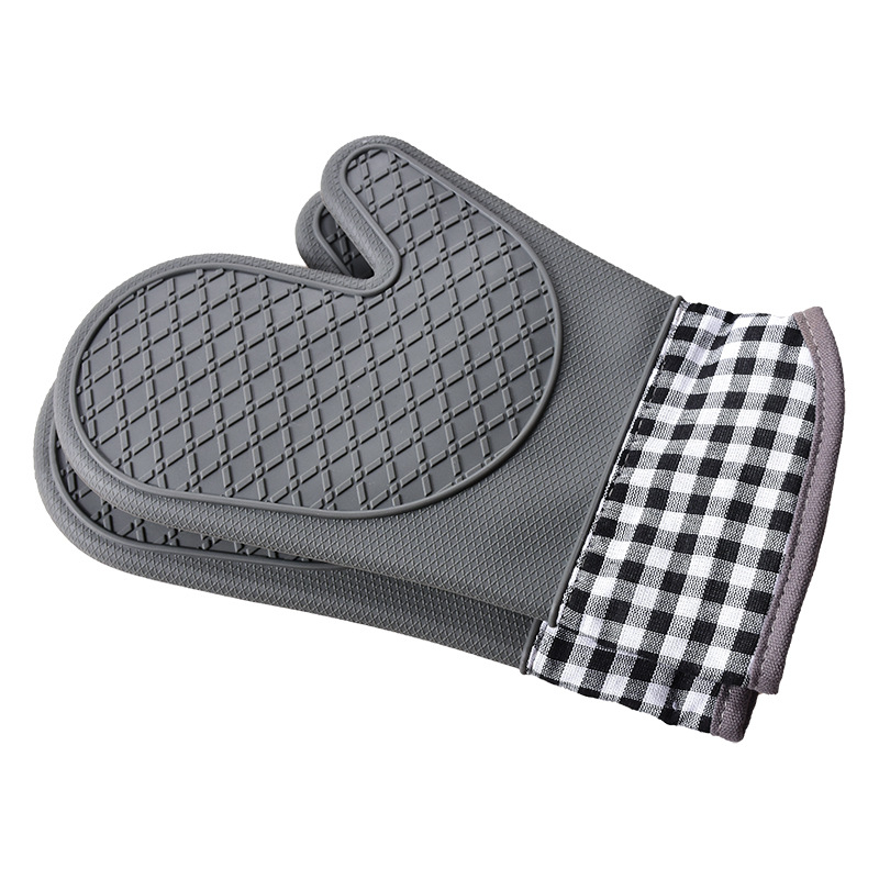 Silicone Oven Microwave Heat Insulation Baking Gloves Cotton Thickened Prellis Kitchen Heat Protection and High Temperature Resistance