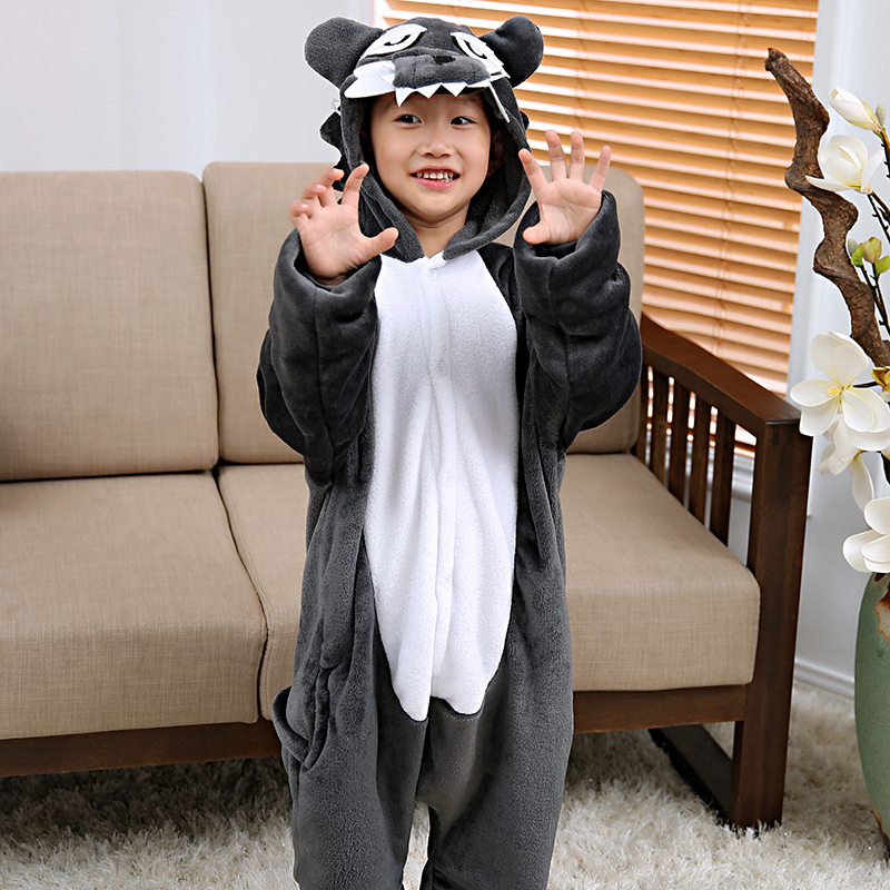 Mixed batch cartoon one-piece pajamas animal costume suit autumn and winter dinosaur flannel couple home clothes
