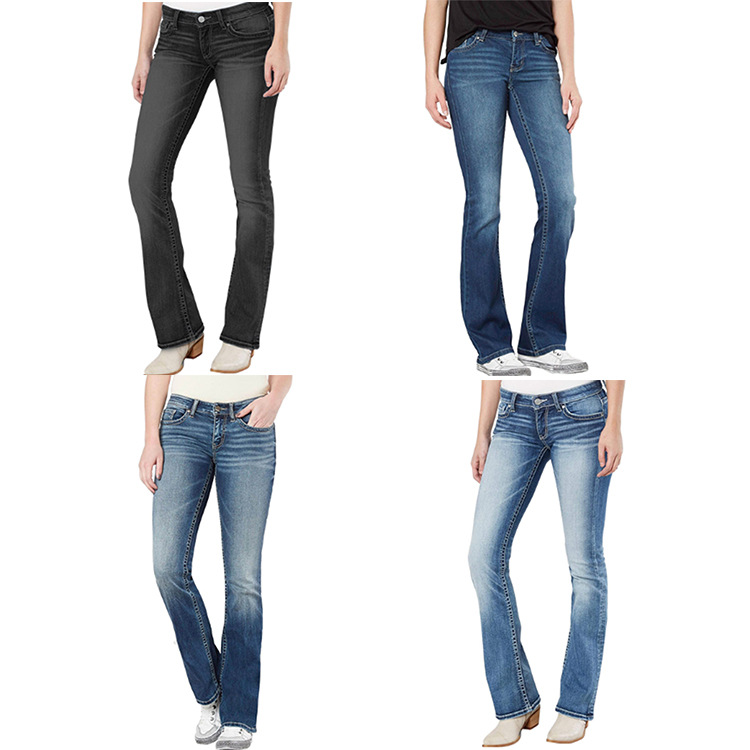 In Stock European and American cross-border AliExpress women's jeans button slim slimming women's jeans trousers