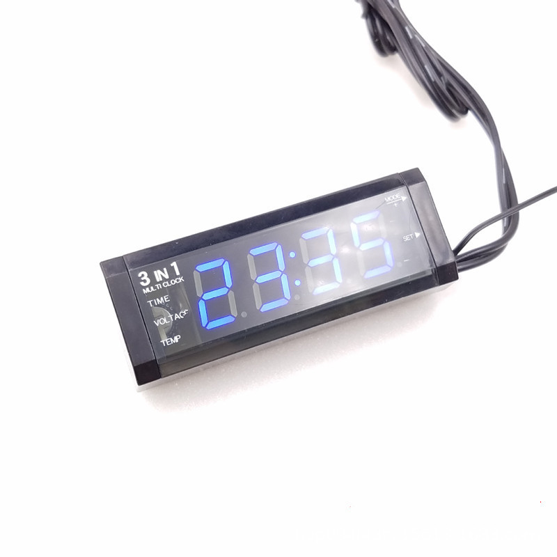 Car clock thermometer voltage three-in-one display red light blue light selection electronic clock car thermometer