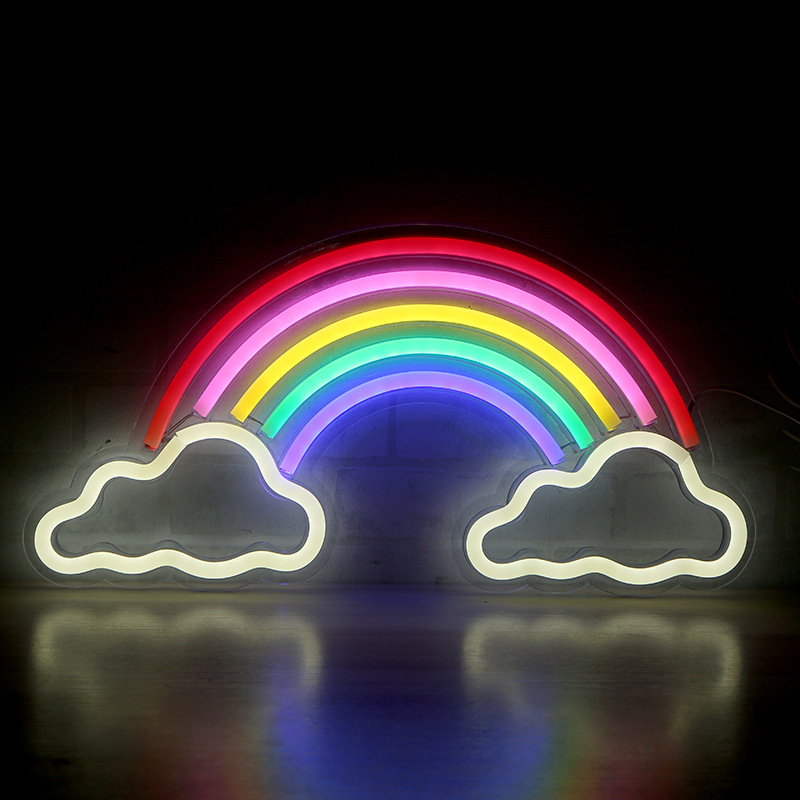 LED neon acrylic backboard rainbow clouds pineapple banana game room bedroom decoration night light