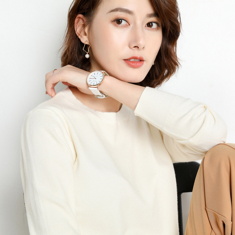 Wholesale Korean version of sweater women's pullover round neck short loose Joker base shirt autumn and winter thin sweater cross-border
