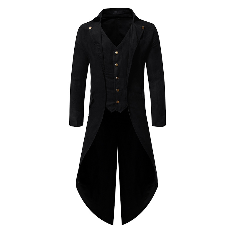 2019 foreign trade Europe and the United States wish explosions men's long sleeve solid color buttons irregular men's tuxedo BC7928