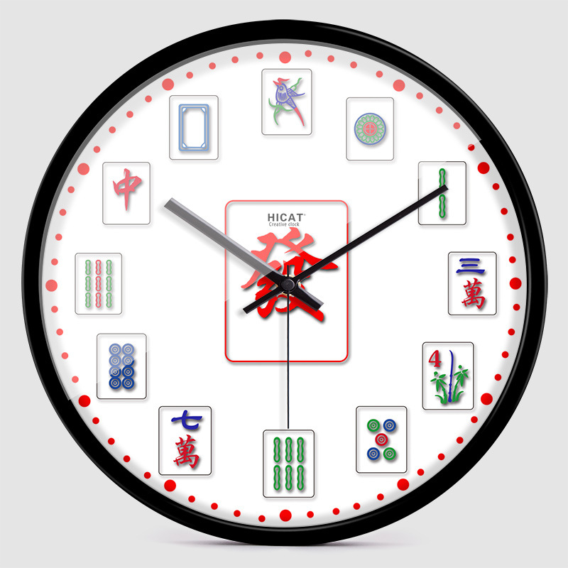 A generation of simple creative mahjong home decoration rich quartz wall clock 12 inch 14 inch w161