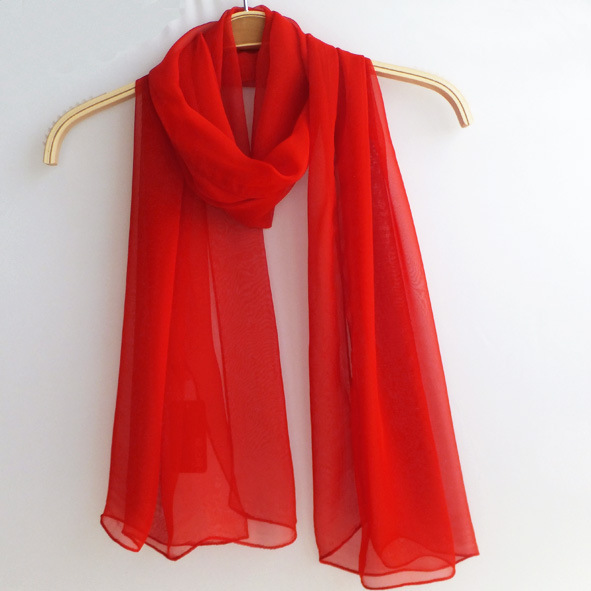 New ladies silk scarf sunscreen shawl long red beach towel chiffon solid color scarf dance special wholesale women