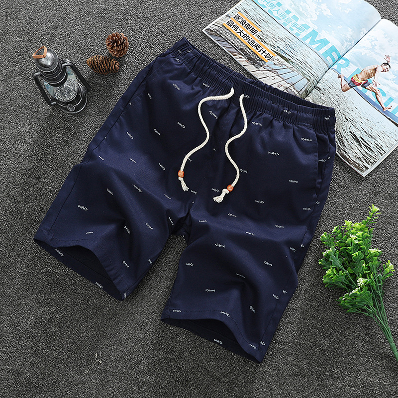One-piece delivery shorts men's summer fifth pants pure cotton casual medium pants loose beach pants large shorts fashion