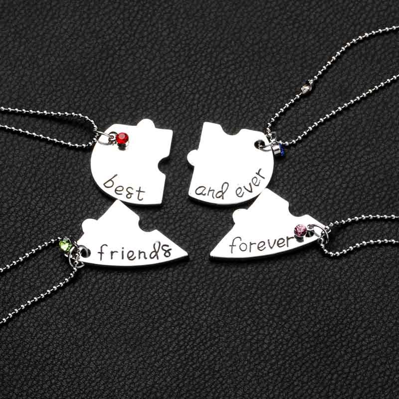 Japanese and Korean simple accessories best friends forever good friend girlfriends love stitching necklace pendant