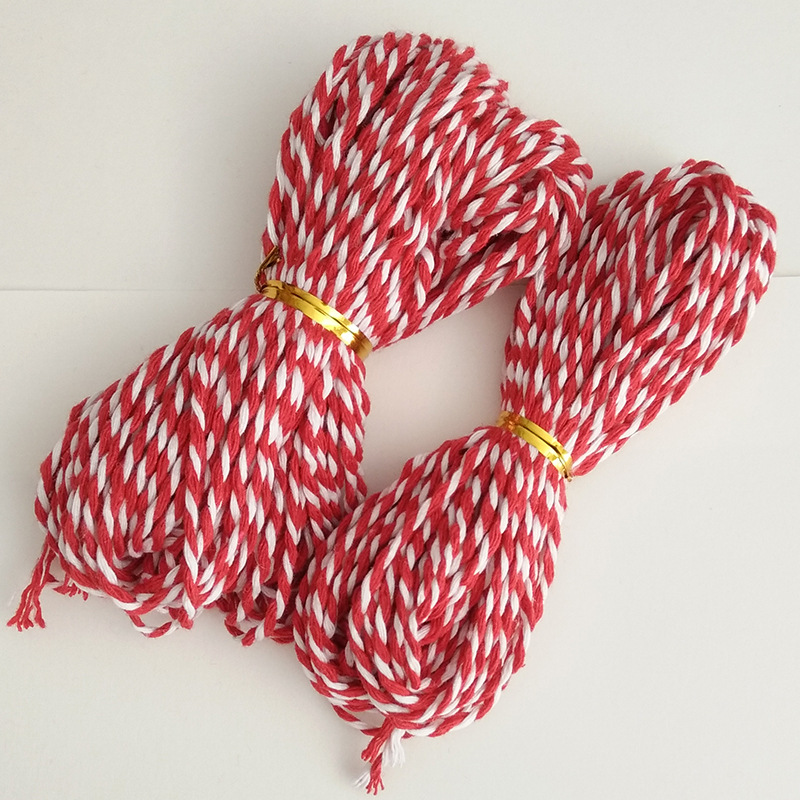 1.5mm two-color cotton rope hand-woven DIY two-strand color red tag thin cotton rope 10 meters 20 meters hemp rope