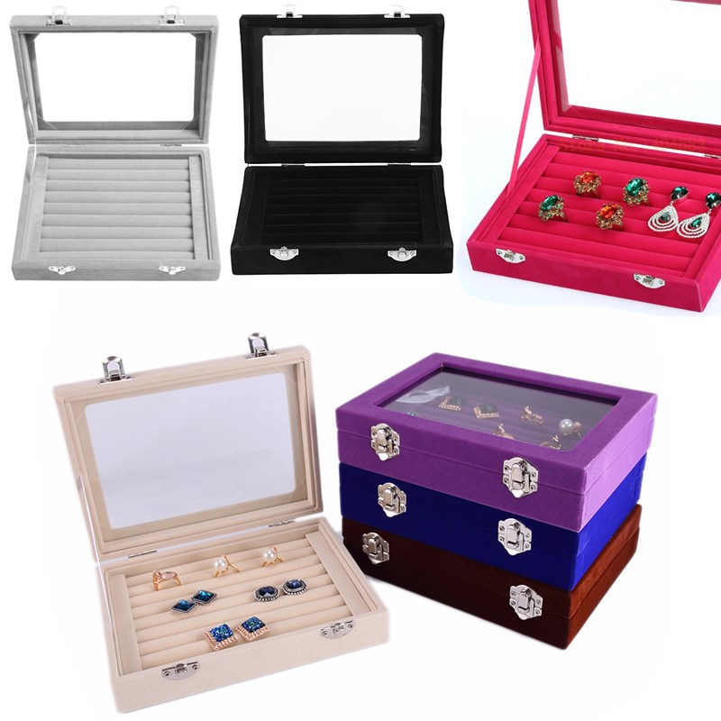 Silver double buckle small jewelry box jewelry box jewelry storage box earrings ring jewelry storage box ring box