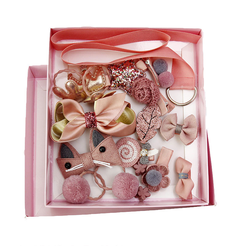 Korean style hair accessories children's hair clip 18 pcsset girl's headdress baby cute hair ring girl's hair clip baby's head rope