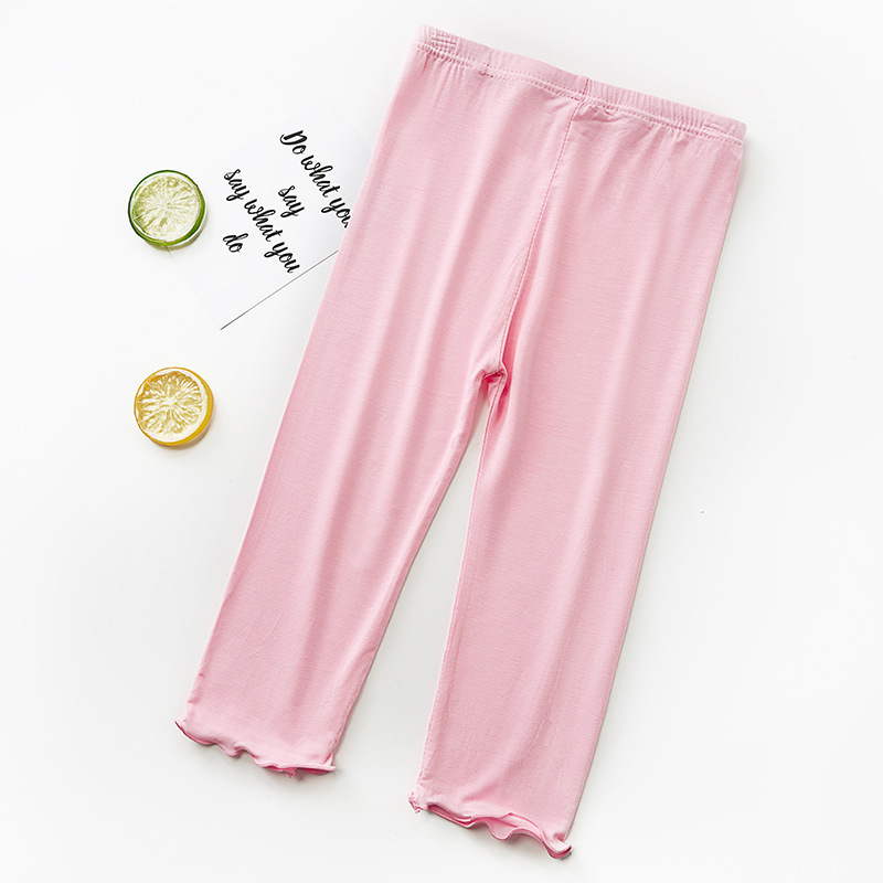 Summer Children's Pants Girls' Leggings Candy Color Modal Children's Cropped Pants Ear-rimmed Children's Leggings
