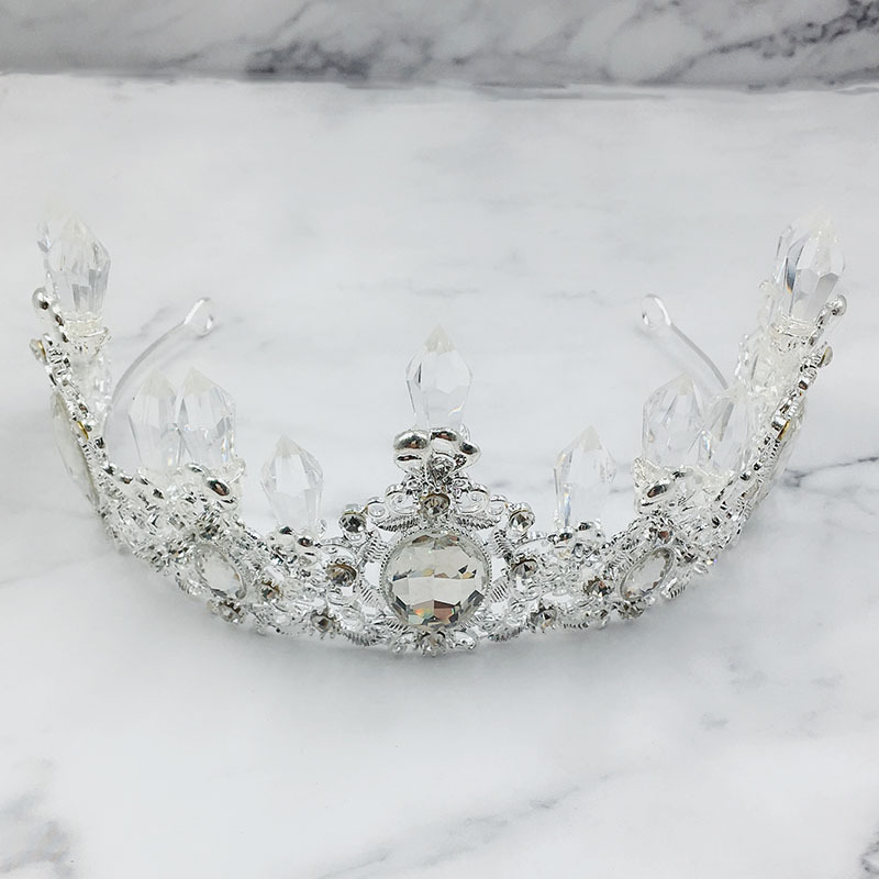 Xinghuai factory direct icicle crystal silver alloy Crown Cake decoration ice queen Princess baking accessories