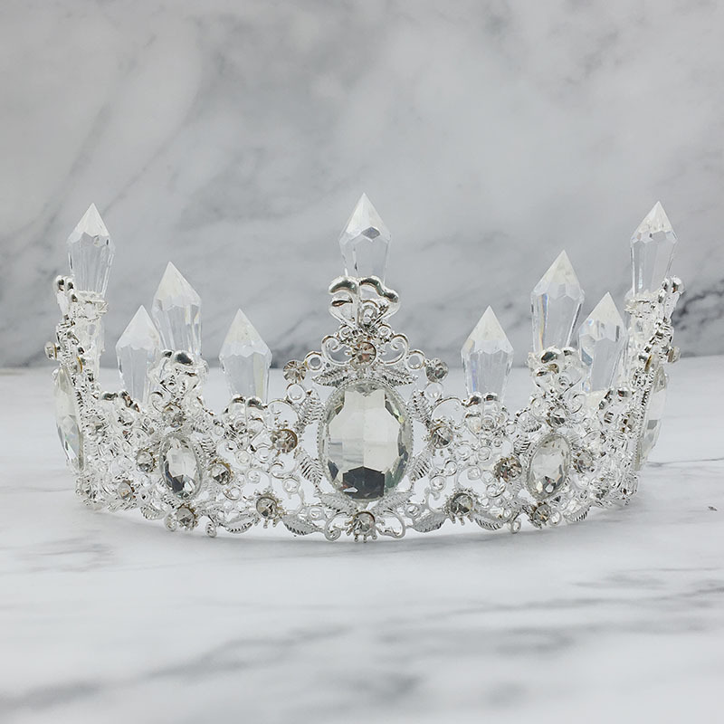 Xinghuai factory direct icicle crystal silver alloy Crown Cake decoration ice queen Princess baking accessories