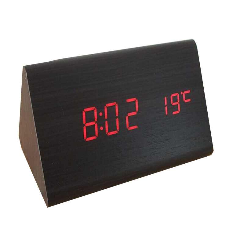 LED creative wooden alarm clock bedroom silent luminous fashion simple electronic bedside clock personality clock