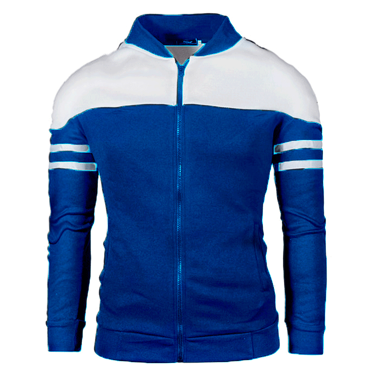 New, men's casual jacket webbing design fashion color matching velvet sweater Amazon