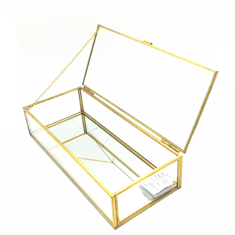 European-style Cosmetic Lipstick Nail Polish Powder Storage Box Dustproof Household Glass Transparent Jewelry Box