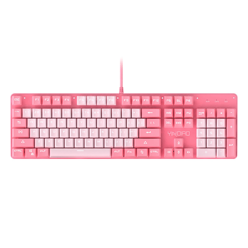 Real mechanical keyboard green axis girls online Red Girl heart powder blue round key game punk cross-border private model wholesale