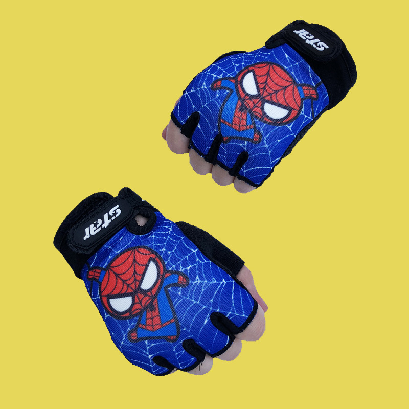 A generation of men's and women's children's half-finger cartoon cycling Spider-Man sports fitness protection children's gloves