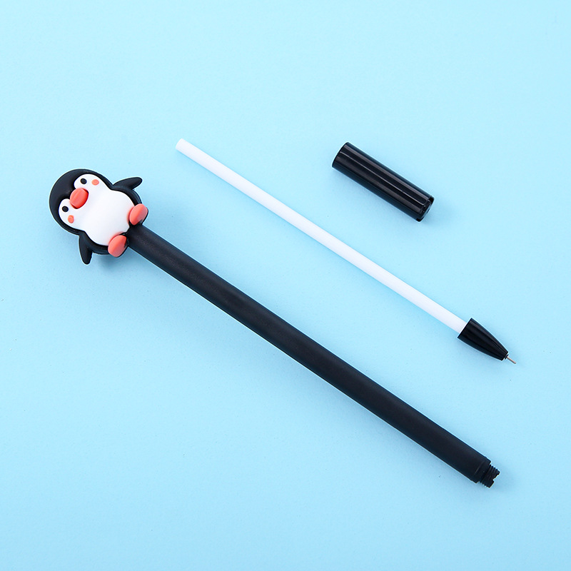 ZF2130 Korean cartoon penguin silicone gel pen cute black and white animal soft glue signature pen office wholesale