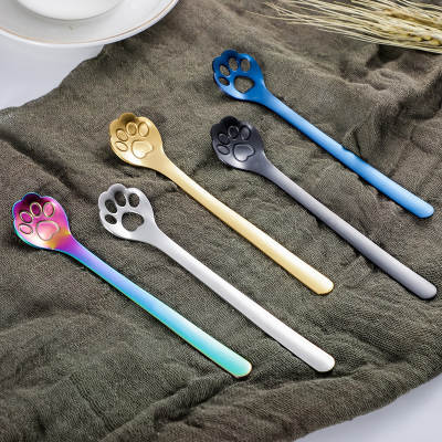 304 stainless steel coffee spoon trembles creative cute cat claw mixing spoon ice cream cake dessert spoon manufacturers