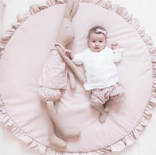 INS Explosive Round Solid Color Lace Game Mat Climbing Mat Baby Room Carpet Climbing Mat Children's Room Decorative Blanket