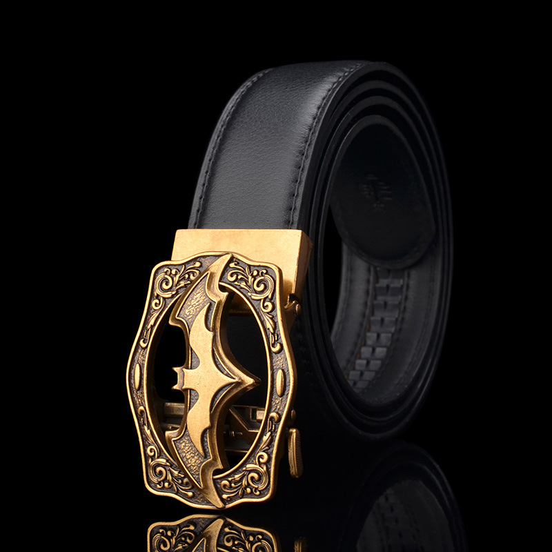 New personalized men's casual belt high-end bat buckle antique automatic buckle belt cowhide belt wholesale